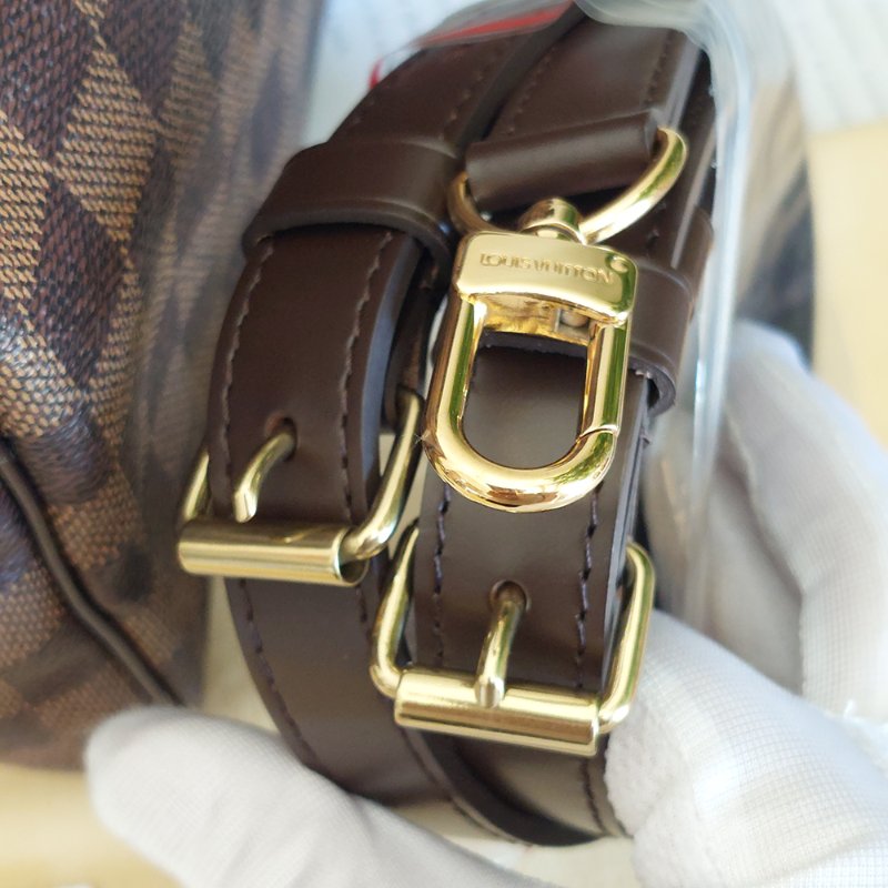 LV  🎀現品實拍 🎀 N41183 格紋 Speedy30cm 波士頓包 手提 斜背包~二手品-71