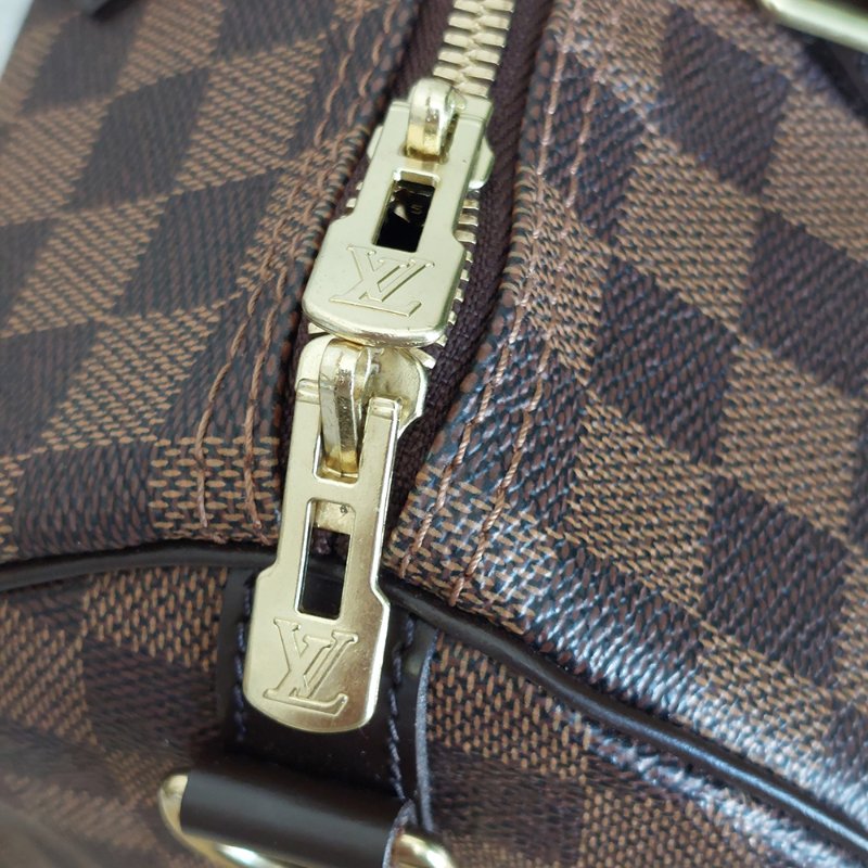 LV  🎀現品實拍 🎀 N41183 格紋 Speedy30cm 波士頓包 手提 斜背包~二手品-72
