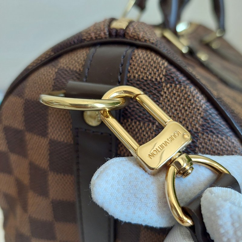 LV  🎀現品實拍 🎀 N41183 格紋 Speedy30cm 波士頓包 手提 斜背包~二手品-77