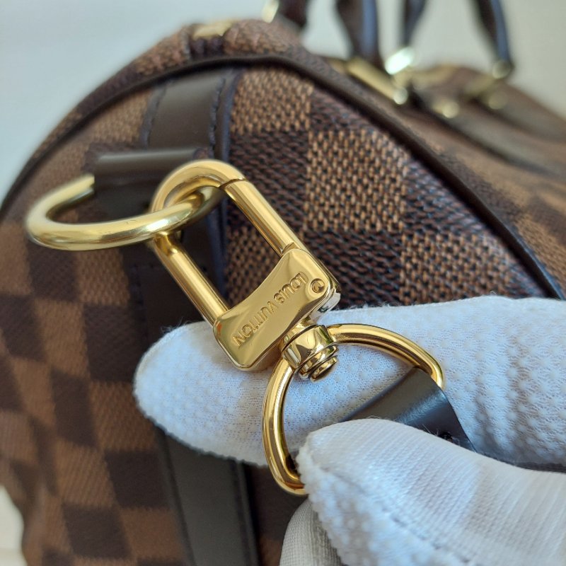 LV  🎀現品實拍 🎀 N41183 格紋 Speedy30cm 波士頓包 手提 斜背包~二手品-80