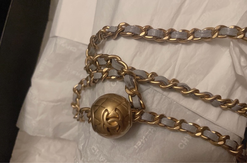 稀有保值款 Chanel灰色金球長盒子 包的logo膜在未撕-11