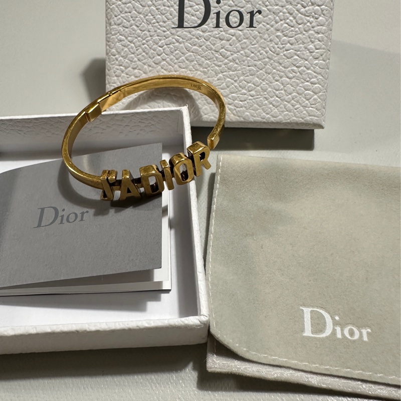 Christian Dior JADIOR 英字LOGO造型手環手鐲.古銅金-1