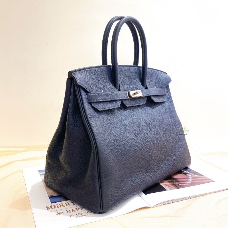 Hermès 愛馬仕 午夜藍 x 玫瑰紫 x 銀釦  TC牛皮 B35 Birkin35 鉑金包 手提包-1