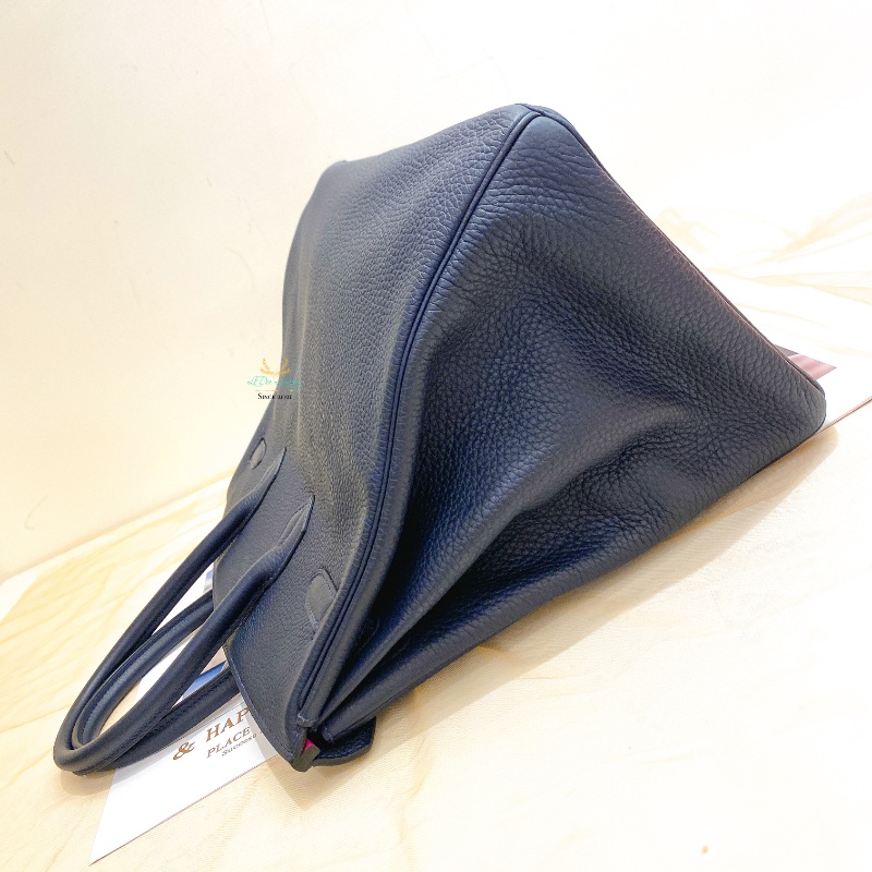 Hermès 愛馬仕 午夜藍 x 玫瑰紫 x 銀釦  TC牛皮 B35 Birkin35 鉑金包 手提包-3