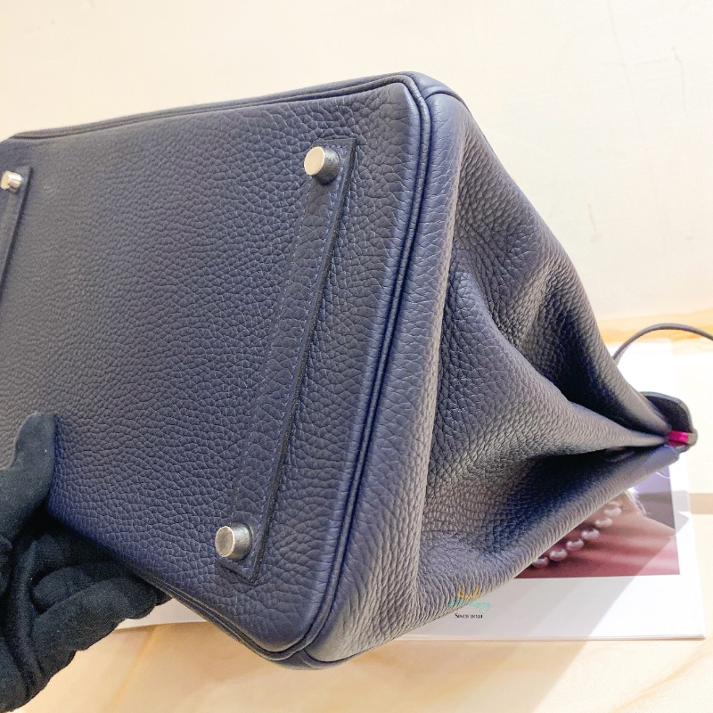 Hermès 愛馬仕 午夜藍 x 玫瑰紫 x 銀釦  TC牛皮 B35 Birkin35 鉑金包 手提包-7