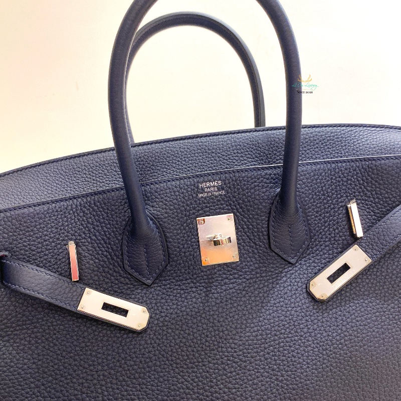 Hermès 愛馬仕 午夜藍 x 玫瑰紫 x 銀釦  TC牛皮 B35 Birkin35 鉑金包 手提包-8