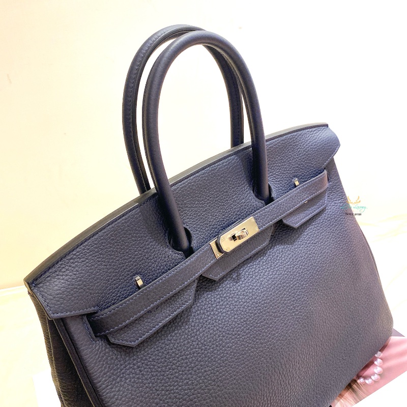 Hermès 愛馬仕 午夜藍 x 玫瑰紫 x 銀釦  TC牛皮 B35 Birkin35 鉑金包 手提包-9