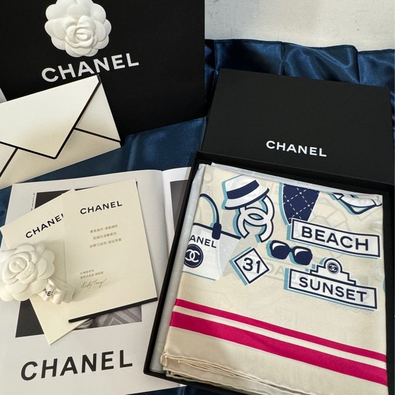 情人節禮物～Chanel香奈兒24渡假系列絲巾/ 圍巾-4
