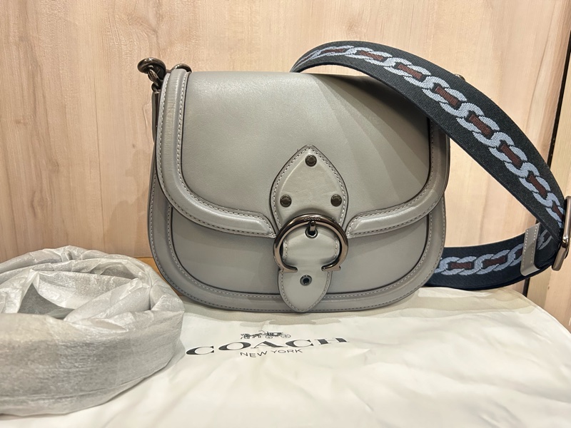 （已售出）Coach the beat saddle 霾霧藍馬鞍包-0