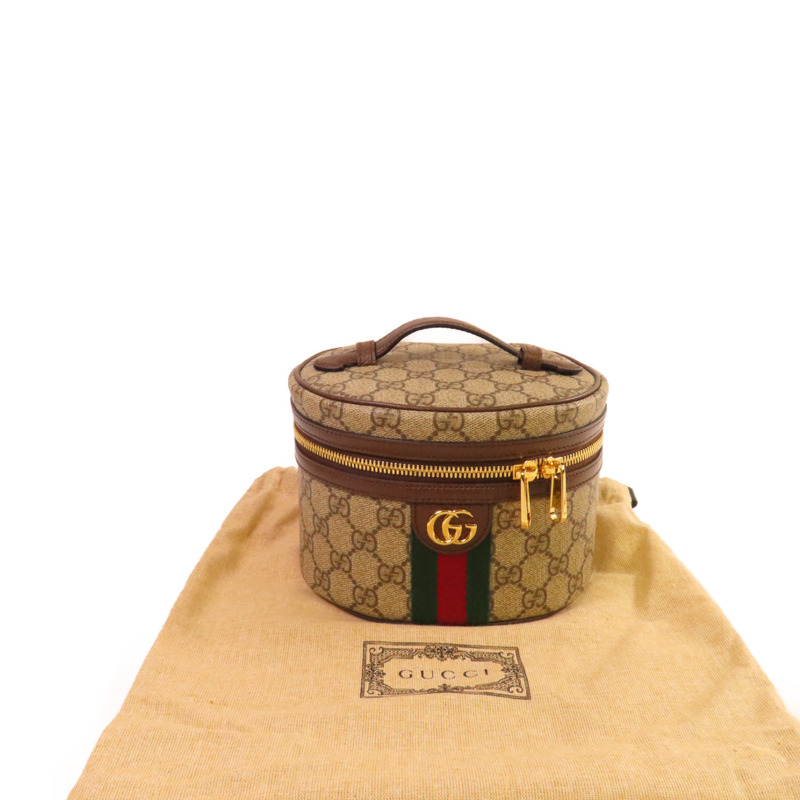 GUCCI 塗層帆布Ophidia Cosmestic Hand Bag金扣手挽袋啡色-9
