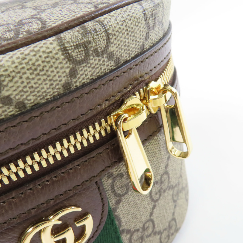 GUCCI 塗層帆布Ophidia Cosmestic Hand Bag金扣手挽袋啡色-14