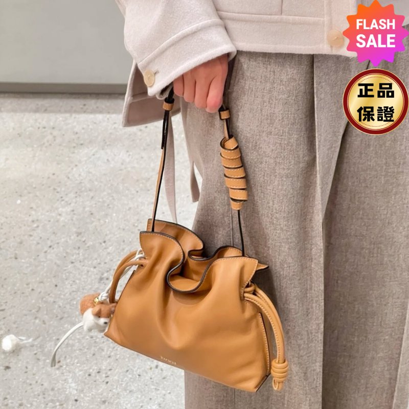 ✨義大利總倉限時出清-8月15號截止✨Loewe 納帕小牛皮迷你 Flamenco 包 暖沙色/新款肩帶可拆卸-0