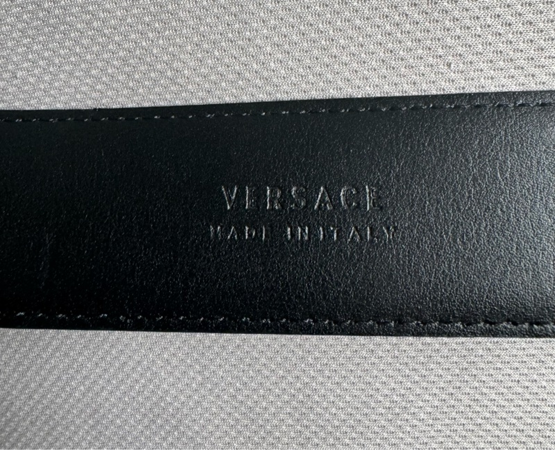 VERSACE 范思哲 凡賽斯 深藍色皮革 皮帶 尺吋90 二手正品☻不議價☻-4