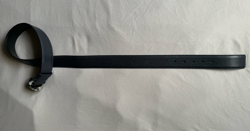 VERSACE 范思哲 凡賽斯 深藍色皮革 皮帶 尺吋90 二手正品☻不議價☻-6