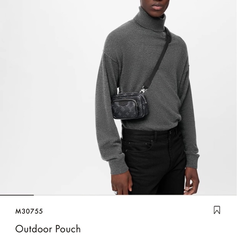 LV Outdoor 黑色 老花 皮革 雙層 拉鍊 斜挎 迷你 隨身包 胸口包 M30755-8