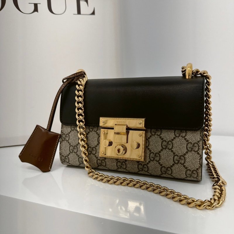 GUCCI Padlock GG Supreme 小款 鍊條掀蓋肩背包 409487-0