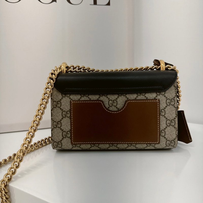 GUCCI Padlock GG Supreme 小款 鍊條掀蓋肩背包 409487-7