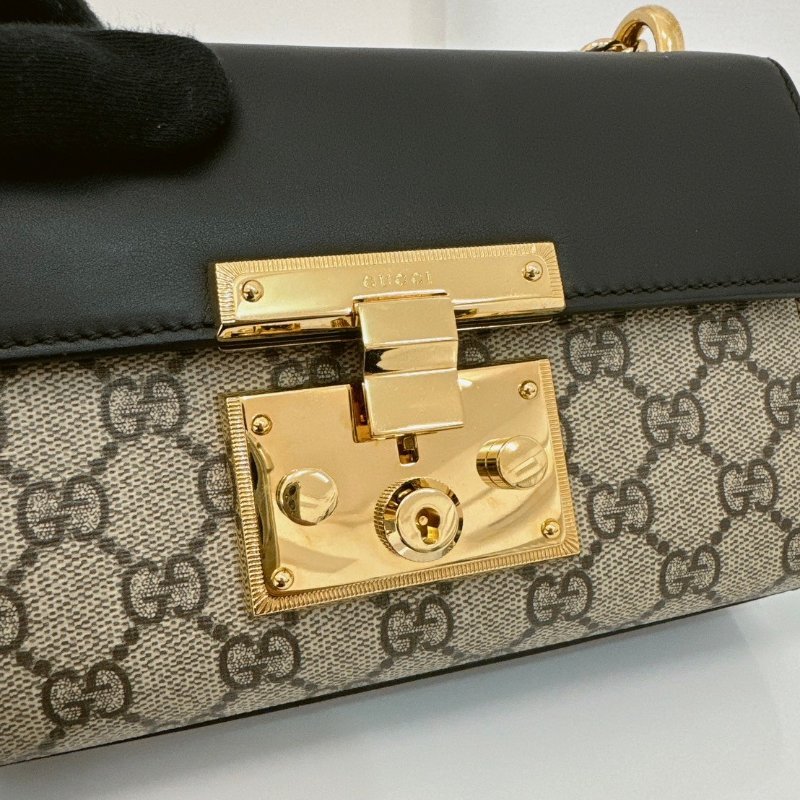 GUCCI Padlock GG Supreme 小款 鍊條掀蓋肩背包 409487-10