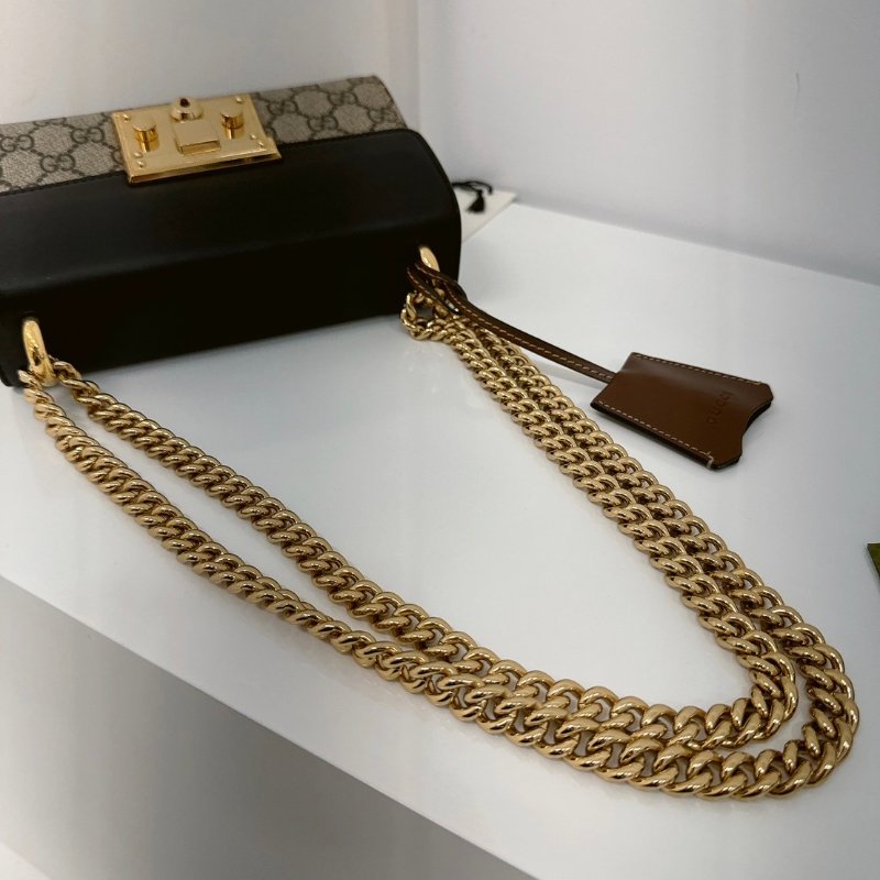 GUCCI Padlock GG Supreme 小款 鍊條掀蓋肩背包 409487-12