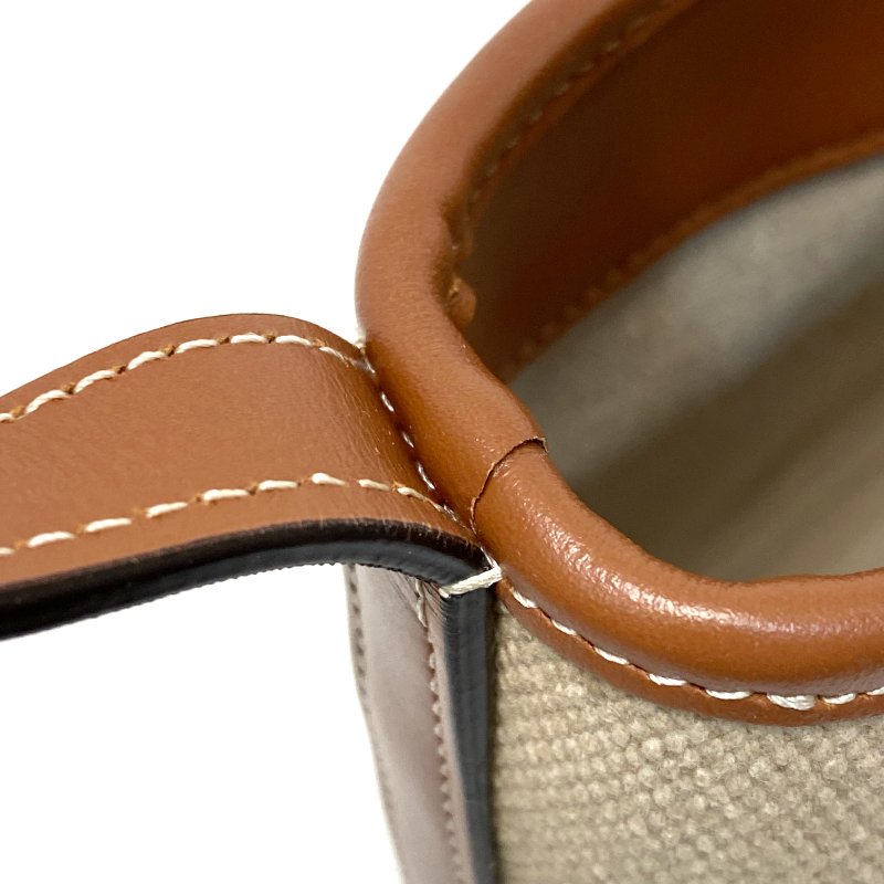 △ Celine 思琳 Light Brown Canvas Brown Calfskin Small Bucket Bag 淺啡色帆布啡色牛皮小型水桶袋 198242 - 247012762-11