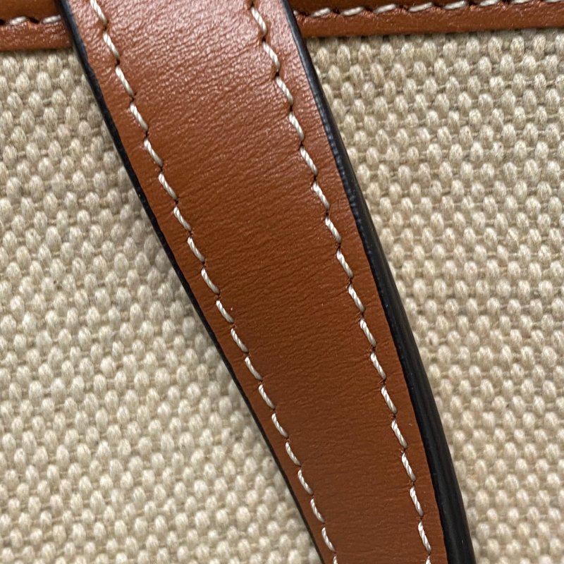 △ Celine 思琳 Light Brown Canvas Brown Calfskin Small Bucket Bag 淺啡色帆布啡色牛皮小型水桶袋 198242 - 247012762-13