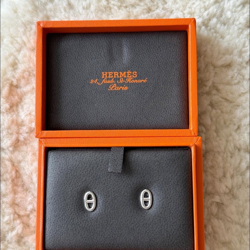 Hermes豬鼻銀飾耳環-3