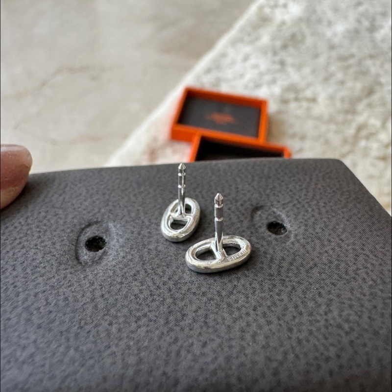 Hermes豬鼻銀飾耳環-12