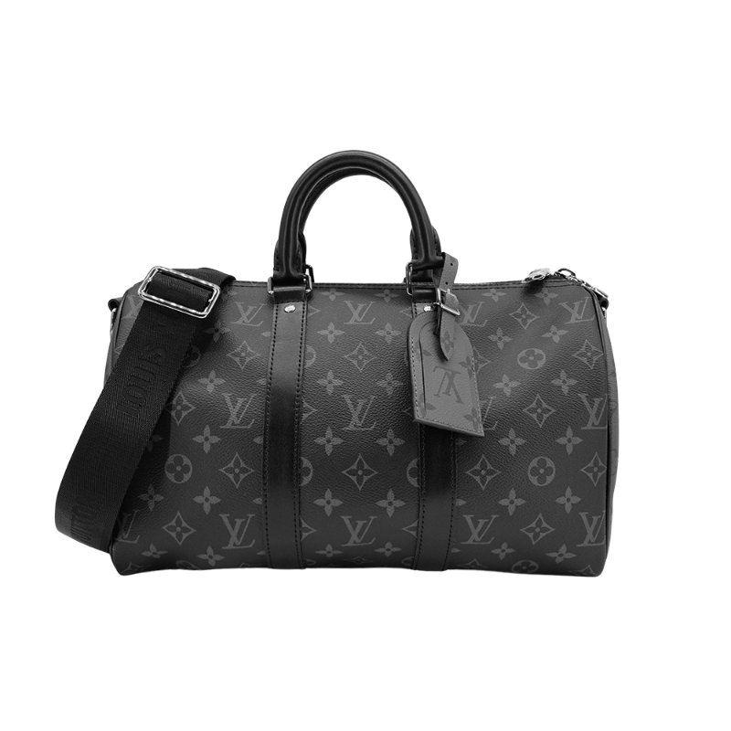 Louis Vuitton Keepall 35 帆布手提斜背波士頓包(M46655-黑)-0