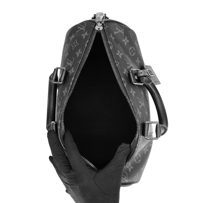 Louis Vuitton Keepall 35 帆布手提斜背波士頓包(M46655-黑)-4