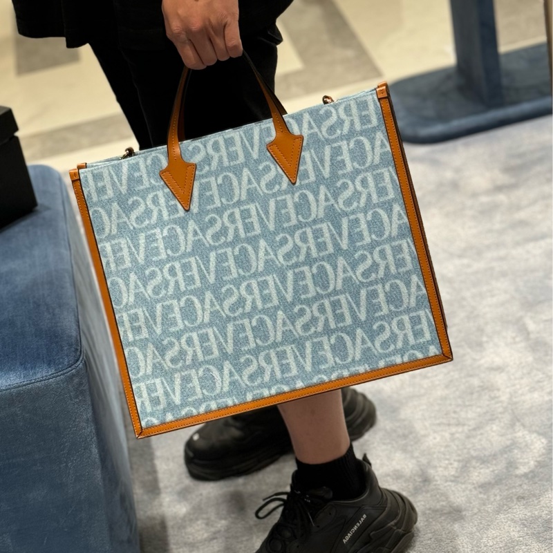 Versace 男用藍色Logo托特包-3