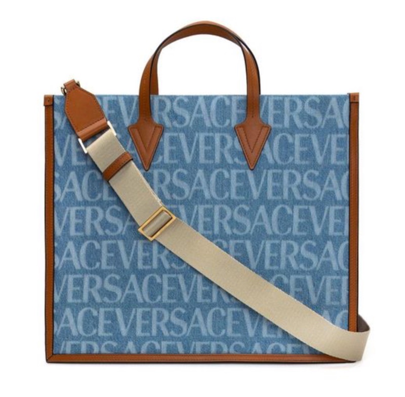 Versace 男用藍色Logo托特包-5