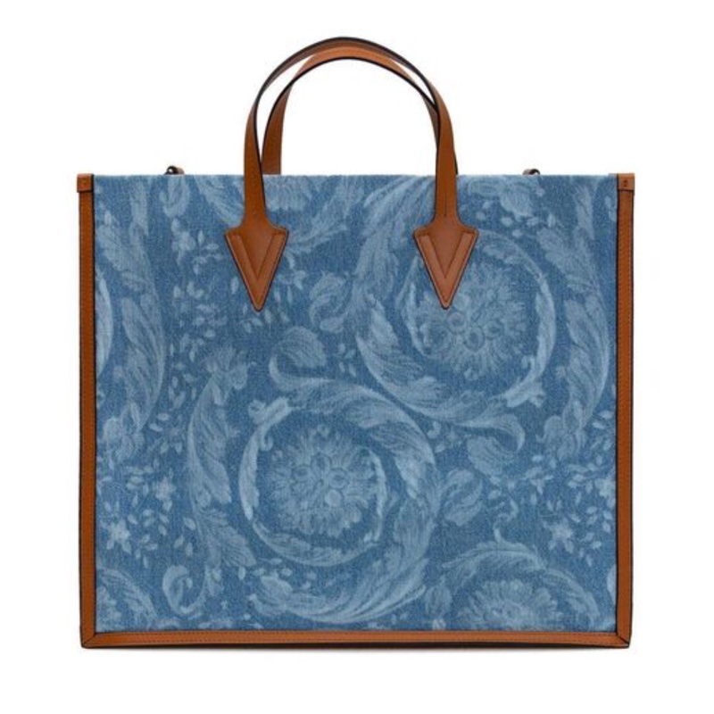 Versace 男用藍色Logo托特包-6