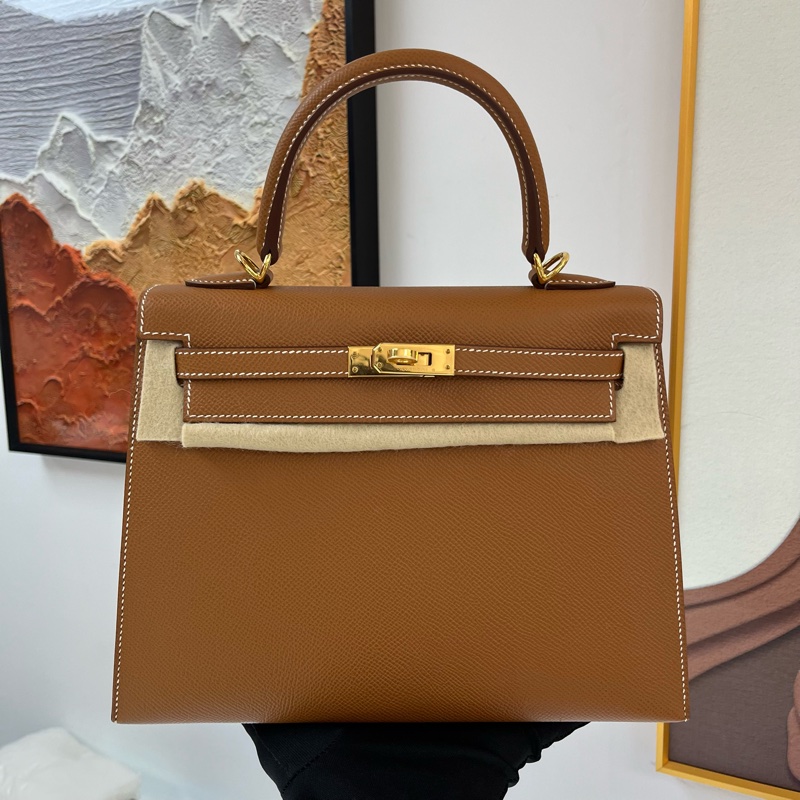 🤍Hermes Kelly 25 金扣 epsom皮 U stamp 金剛色 金棕❤️-0