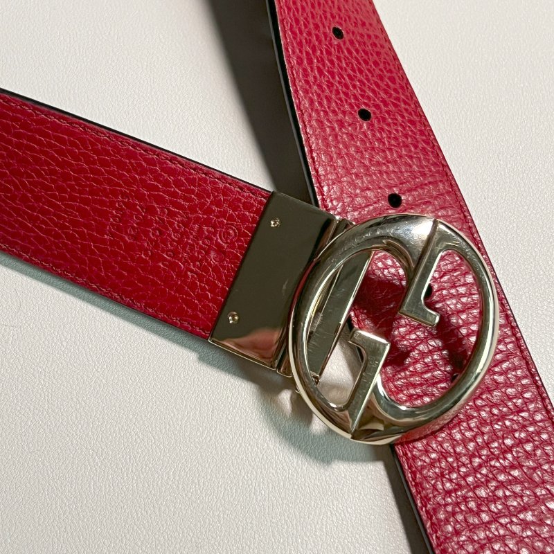 RARE TO GO 中古 | Gucci GG金扣雙面黑色深紅色皮帶腰帶配飾-2