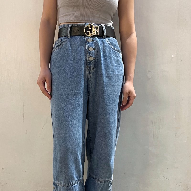 RARE TO GO 中古 | Gucci GG金扣雙面黑色深紅色皮帶腰帶配飾-3