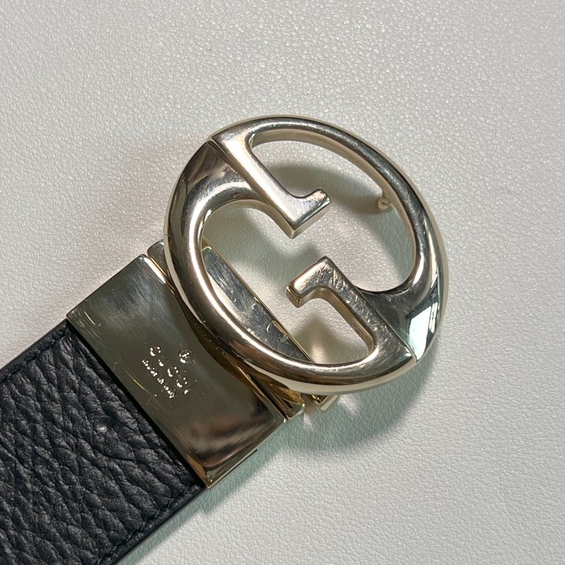 RARE TO GO 中古 | Gucci GG金扣雙面黑色深紅色皮帶腰帶配飾-6