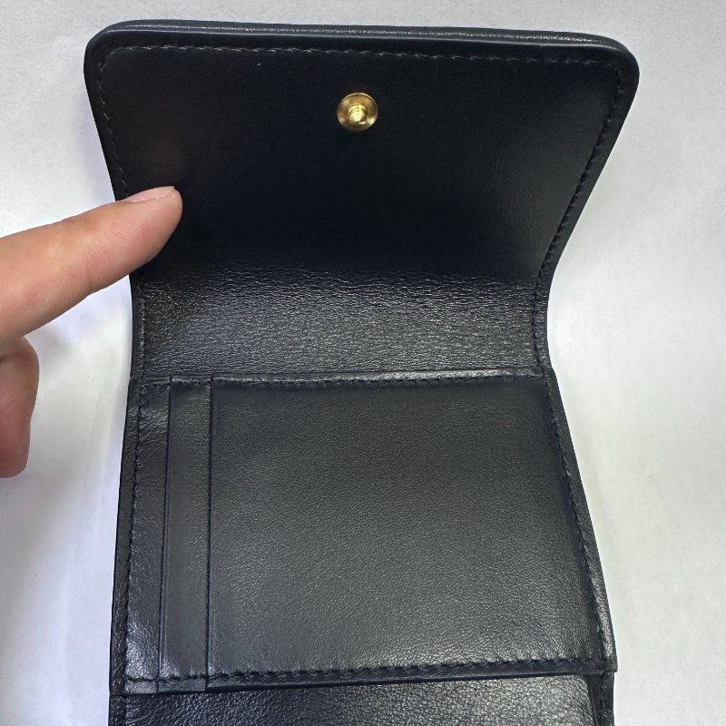 Dior MONTAIGNE 藍色緹花布翻蓋三折短夾(4卡)-3