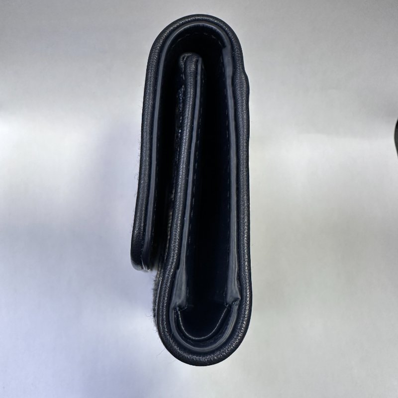 Dior MONTAIGNE 藍色緹花布翻蓋三折短夾(4卡)-7