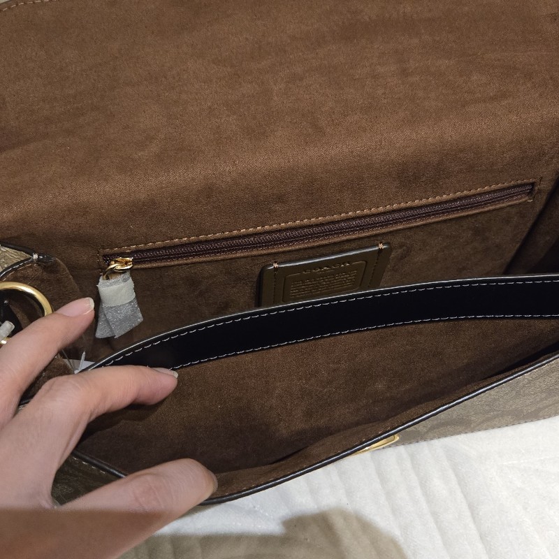 全新Coach Morgan 腋下兩用包 可側背／肩背（橘咖老花）-3