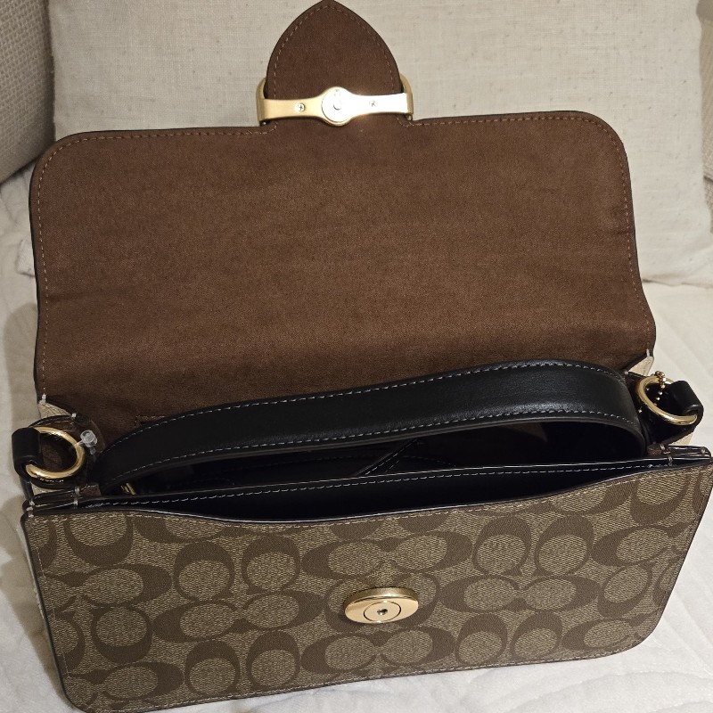 全新Coach Morgan 腋下兩用包 可側背／肩背（橘咖老花）-4