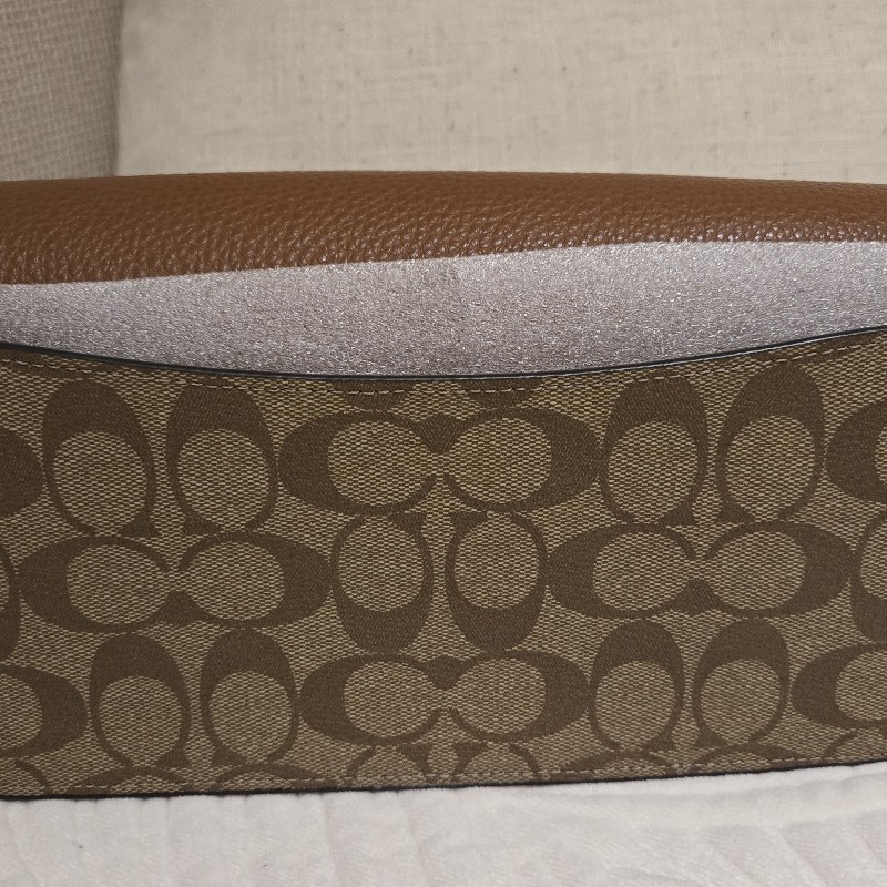 全新Coach Morgan 腋下兩用包 可側背／肩背（橘咖老花）-5