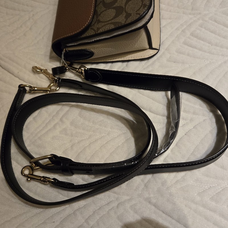 全新Coach Morgan 腋下兩用包 可側背／肩背（橘咖老花）-10