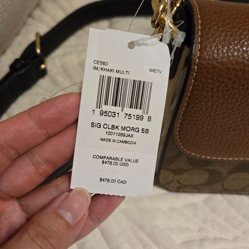 全新Coach Morgan 腋下兩用包 可側背／肩背（橘咖老花）-11