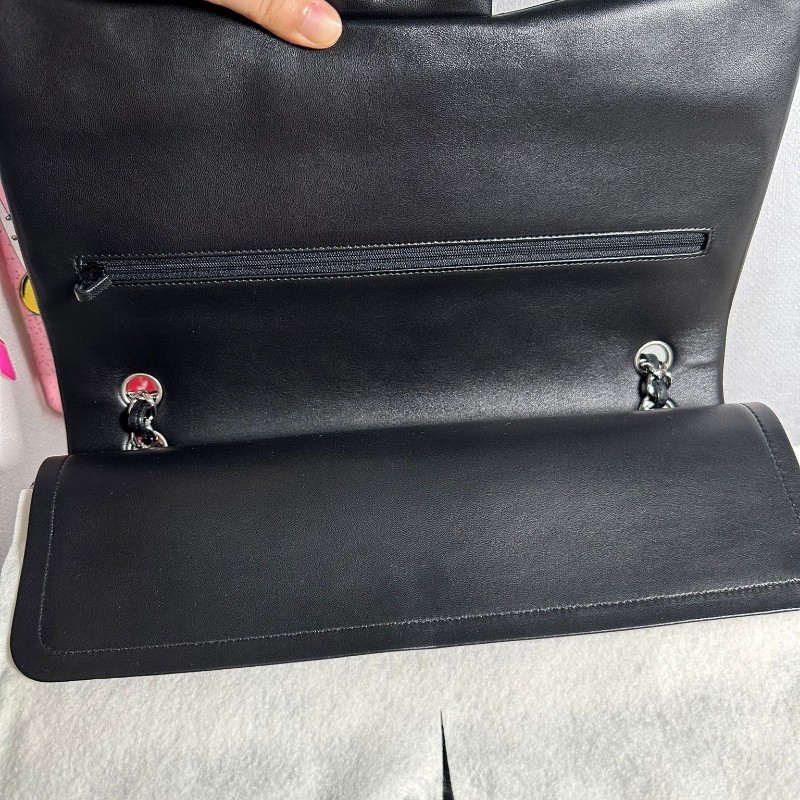 全新CHANEL maxi cf 黑銀羊皮33cm-2