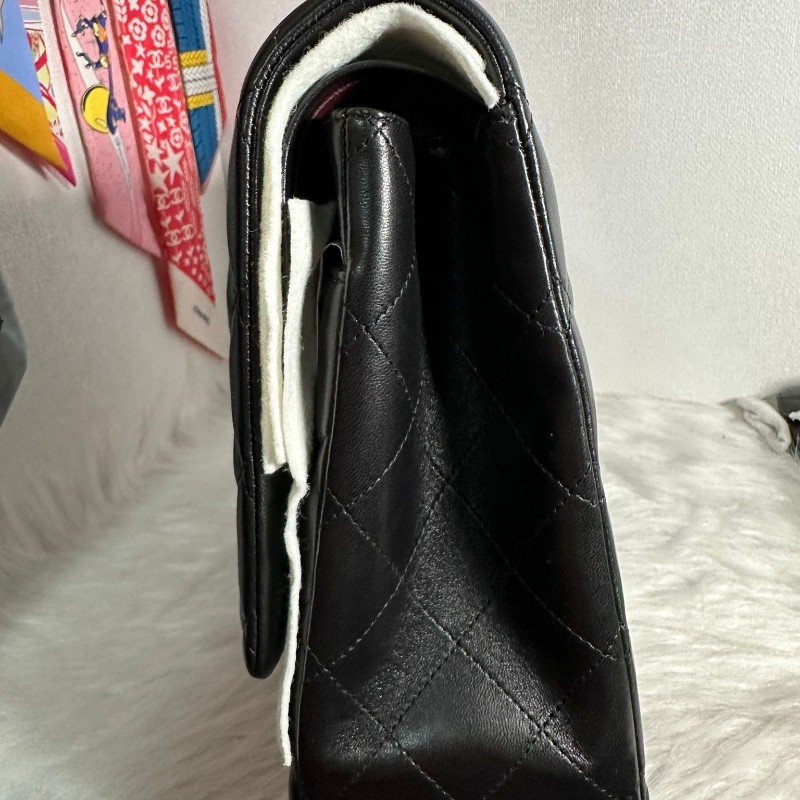 全新CHANEL maxi cf 黑銀羊皮33cm-5