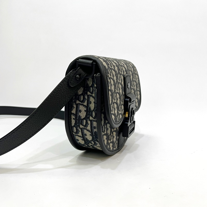 Dior藍提花布黑牛皮Gallop斜背郵差包-2