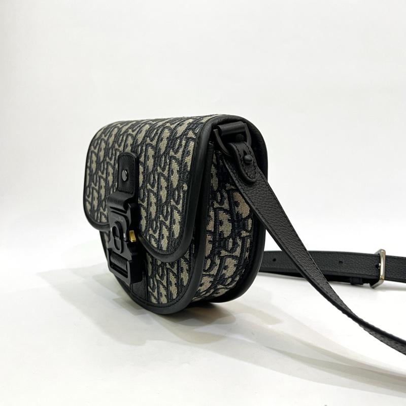 Dior藍提花布黑牛皮Gallop斜背郵差包-3