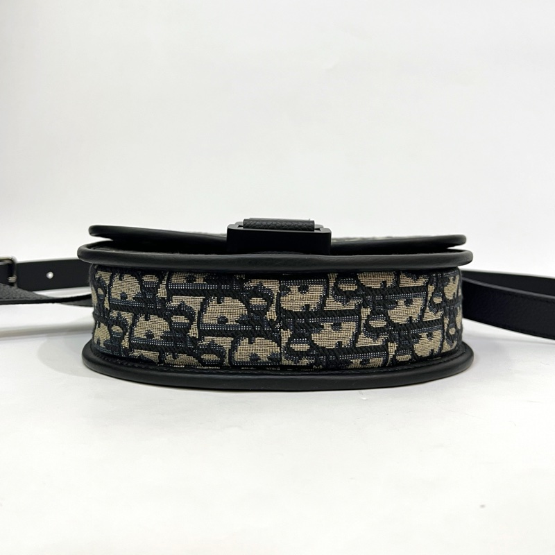 Dior藍提花布黑牛皮Gallop斜背郵差包-4