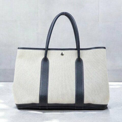 Hermes Garden Party 36 花園派對/白色布面手提包/帆布包