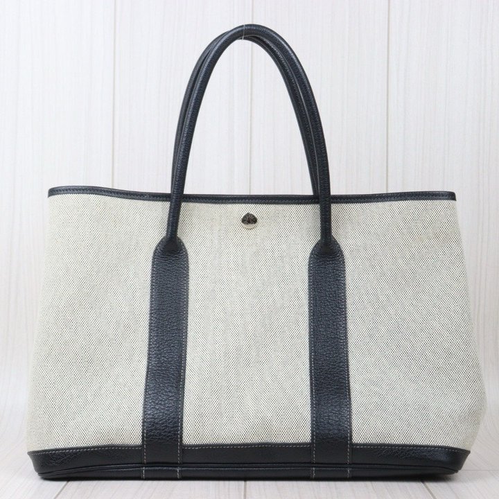 Hermes Garden Party 36 花園派對/白色布面手提包/帆布包-2